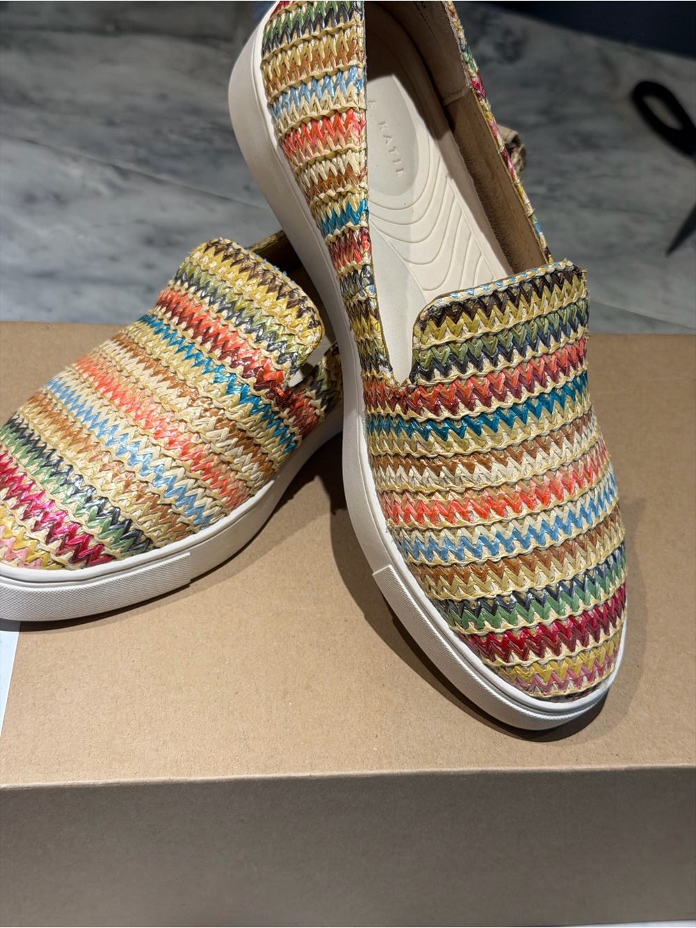 Kelly & Katie Multicolor Woven Slip-On Sneakers no box